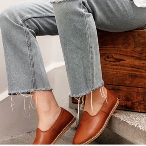 Charix Leather Flats Shoes - Camel Color Size 41 (US 9.75)